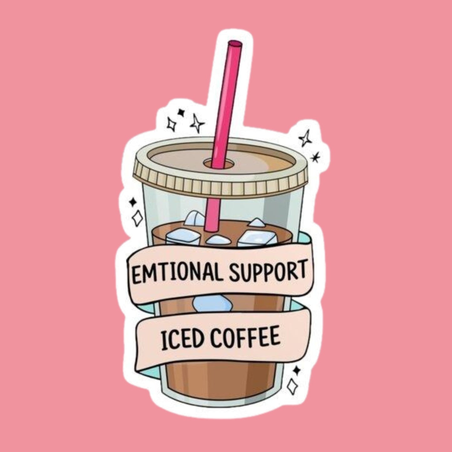iced coffee emotional support sticker