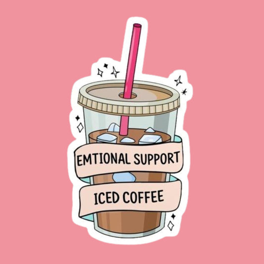 iced coffee emotional support sticker