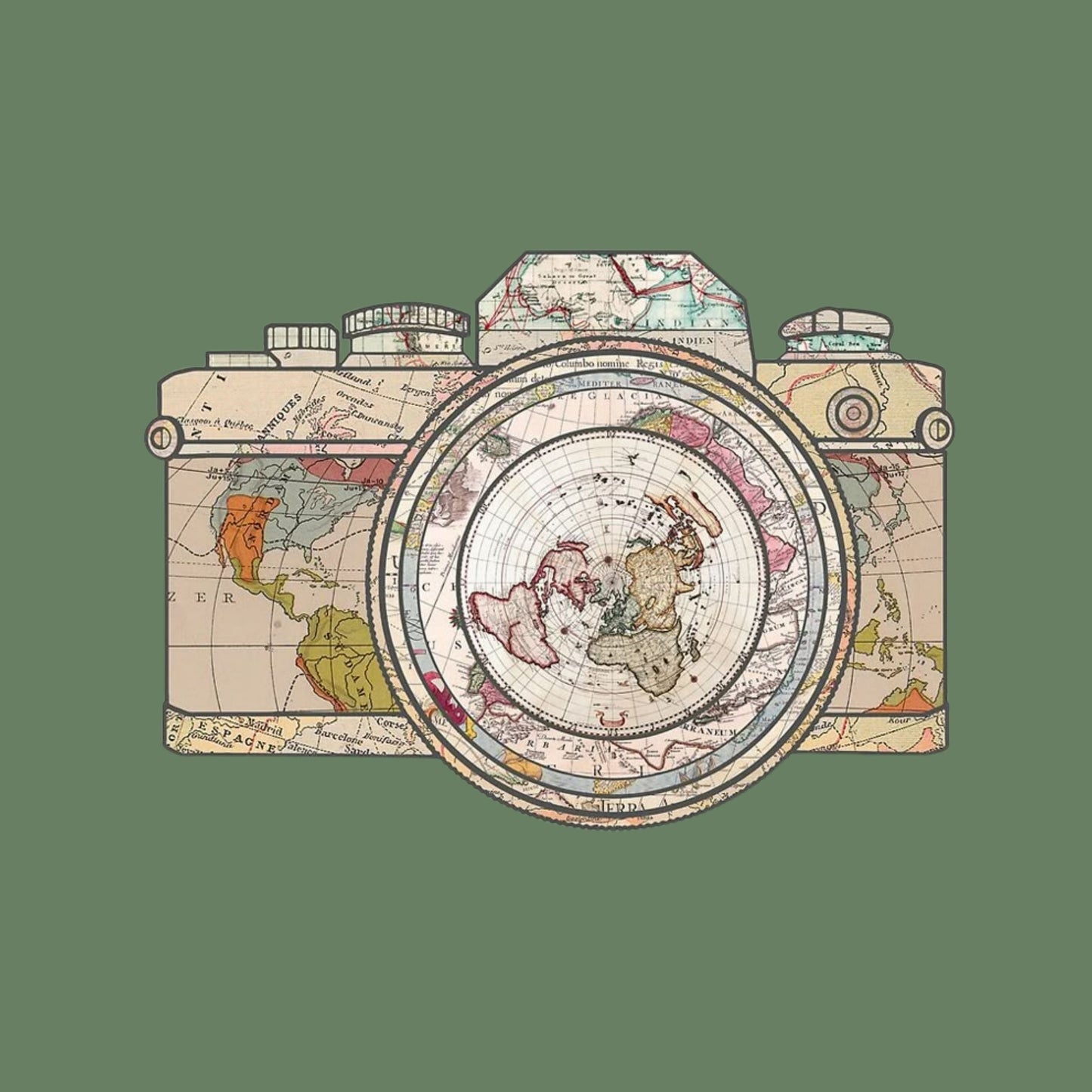 Travel map camera sticker