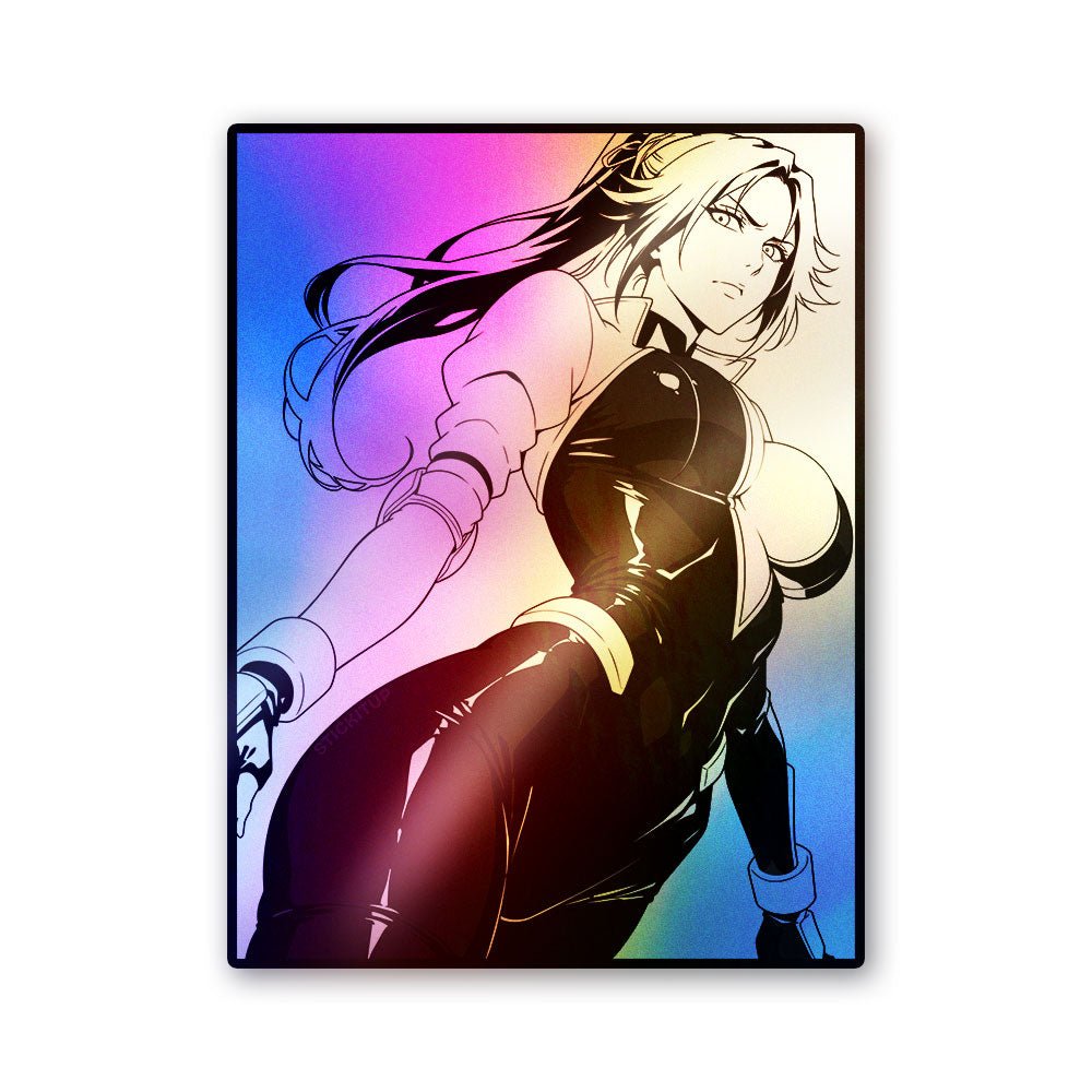 Anime Girl Black Outfit Holographic Stickers