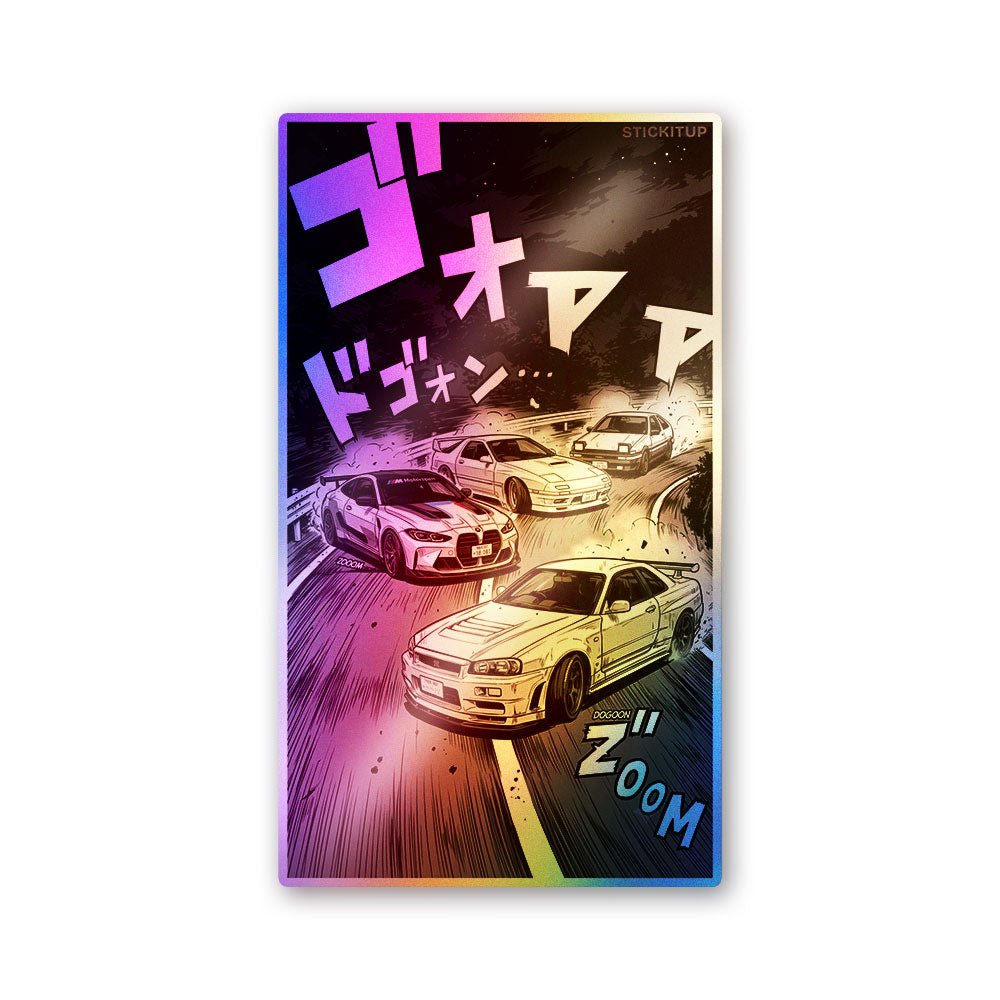 Anime Girl Car Drift Holographic Stickers
