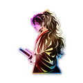 Anime Girl Dark Portrait Holographic Stickers
