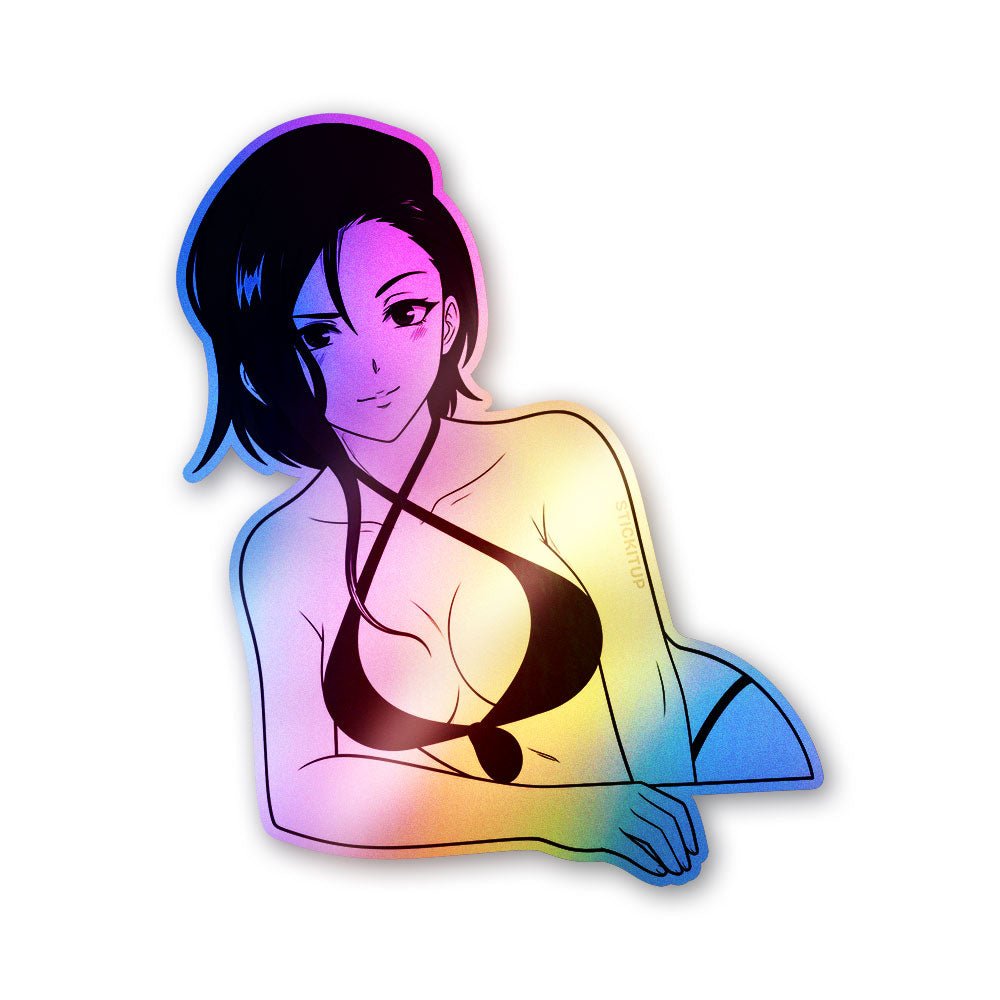 Anime Girl Lineart 01 Holographic Stickers