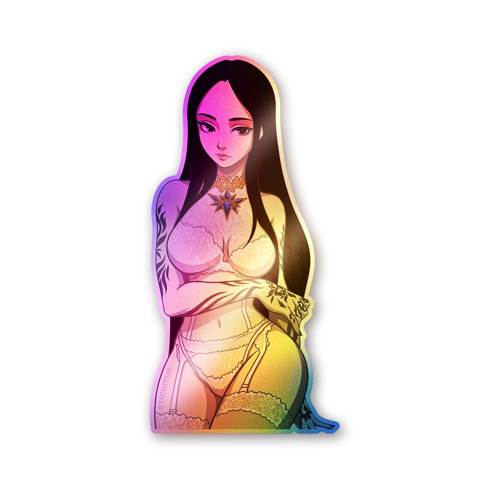 Anime Girl Long Hair Holographic Stickers