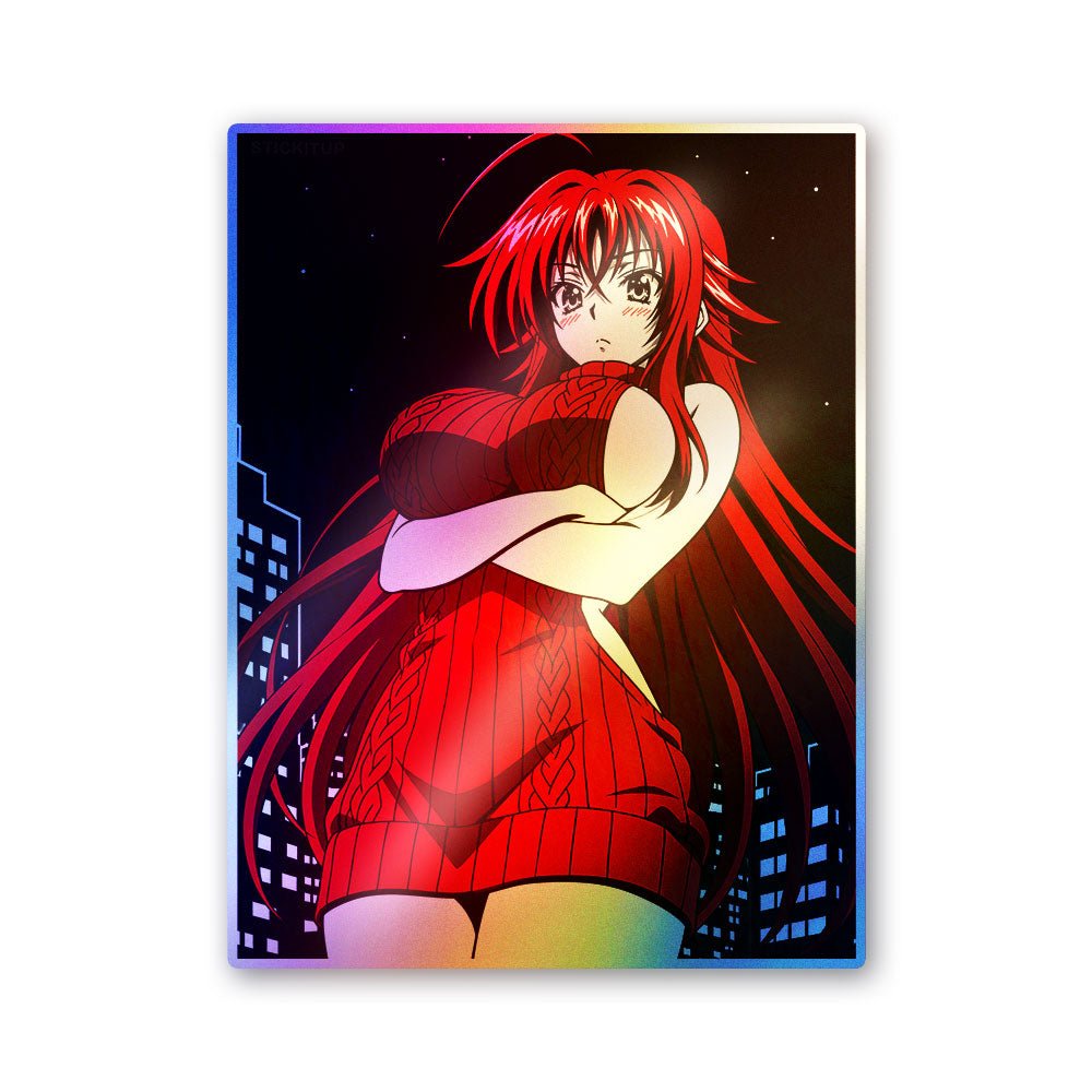 Anime Girl Red 02 Holographic Stickers