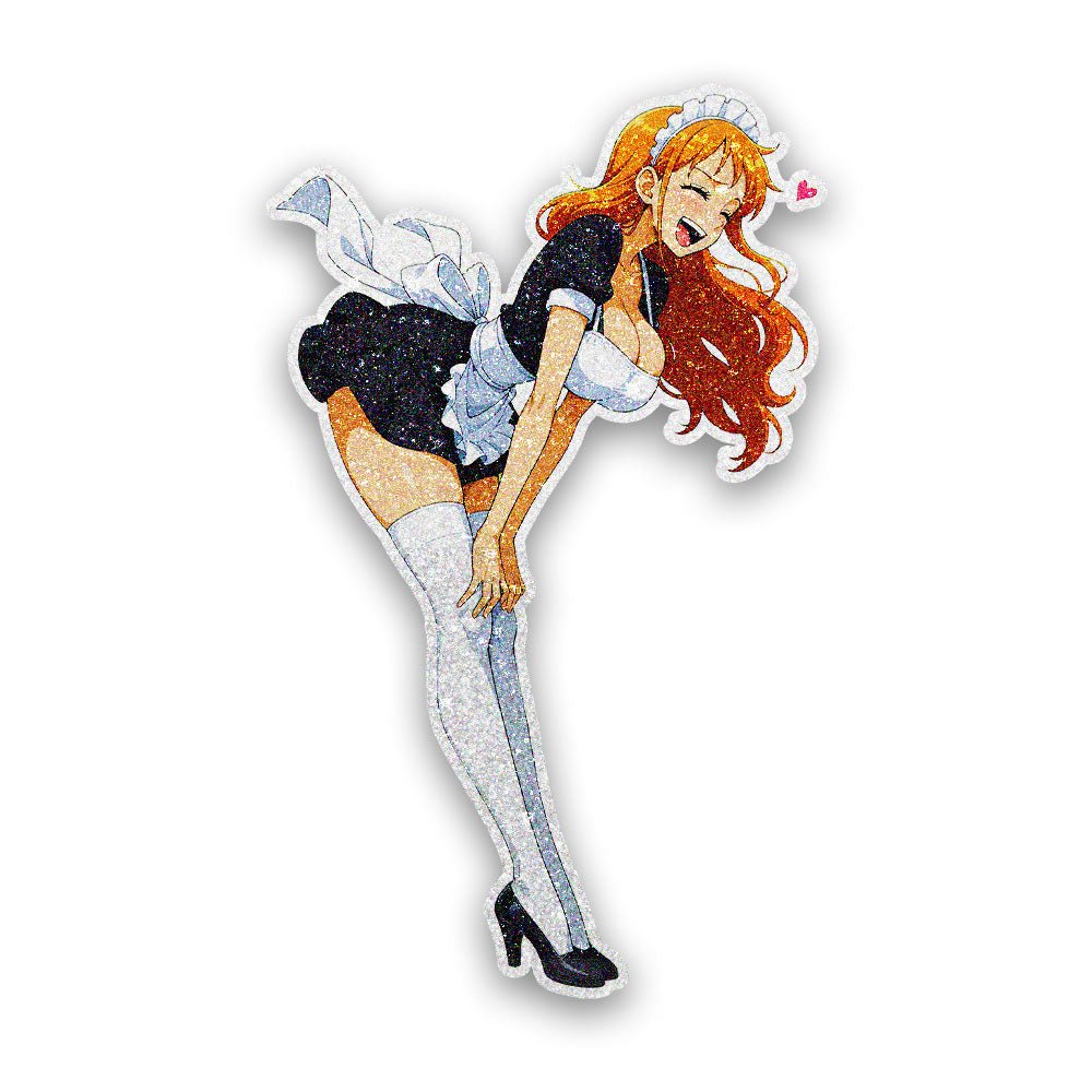 Anime Maid Bow Glitter Sticker