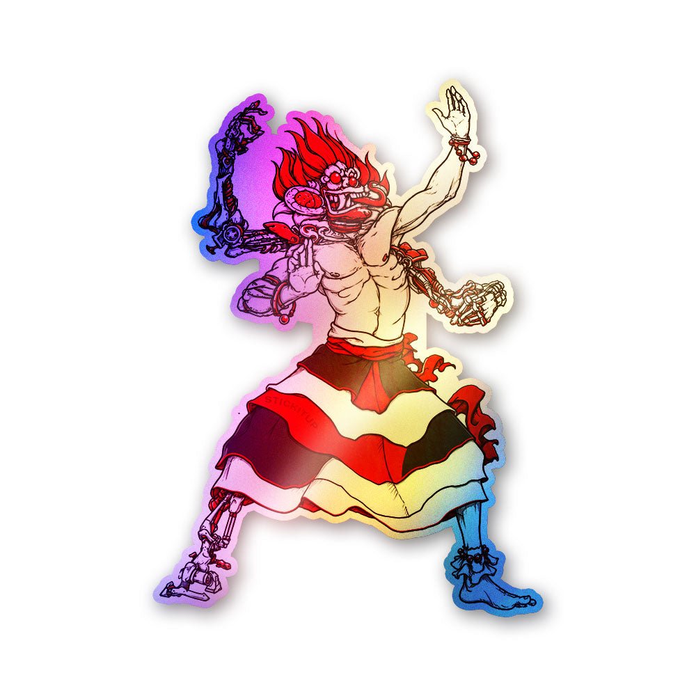Anime Warrior Red White Holographic Stickers