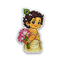 Baby Krishna With Lotus Glitter Sticker
