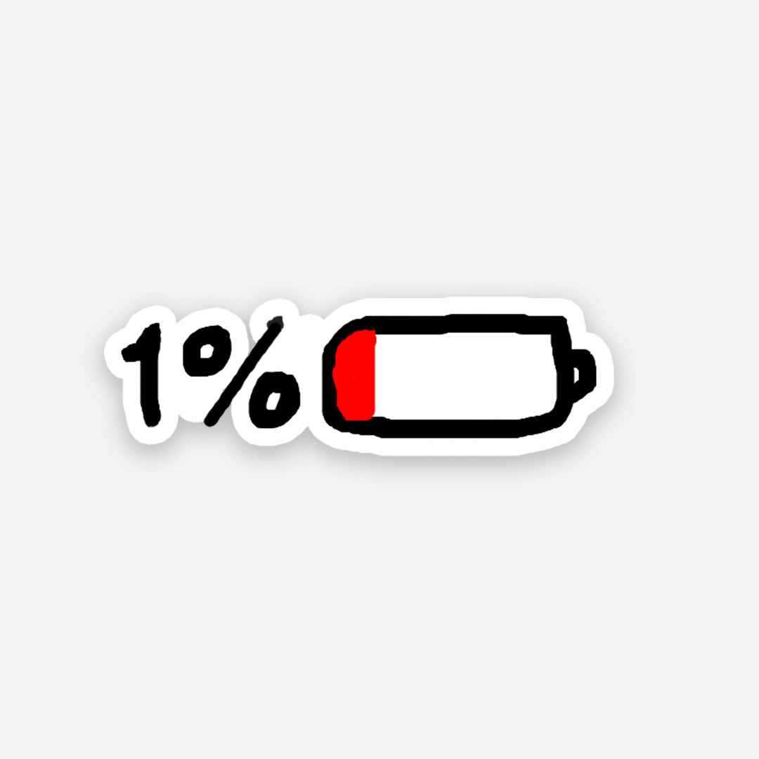 1% Battery - Laptop & Mobile Stickers