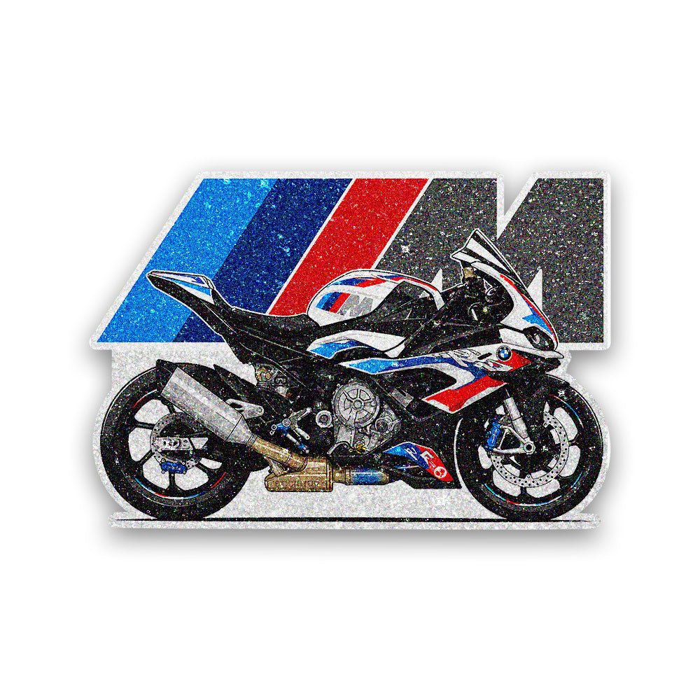 Blue Red Sportbike Glitter Sticker
