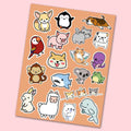 Cute Animals Mini Stickers Sheet