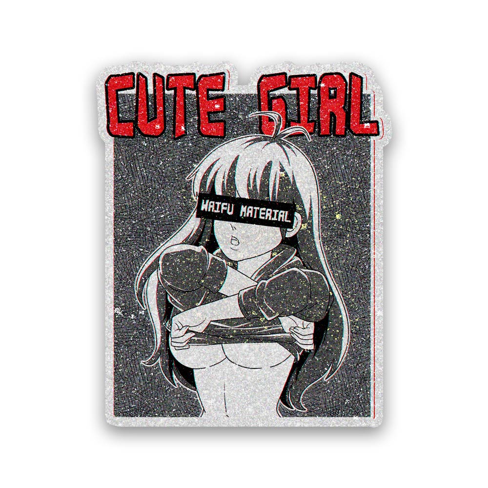 Cute Girl 0.4 Glitter Sticker