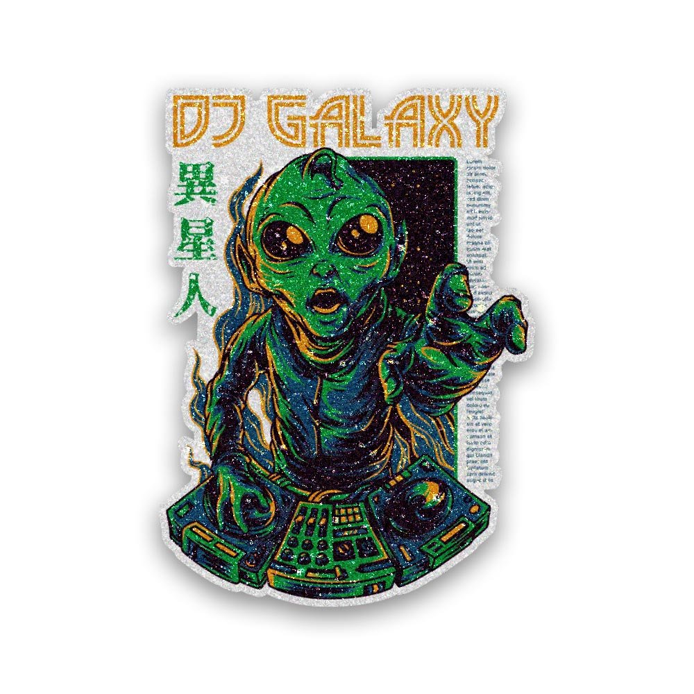 Dj Galaxy Glitter Sticker