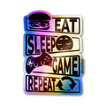 Eat Sleep Game Repeat Holographic Stickers
