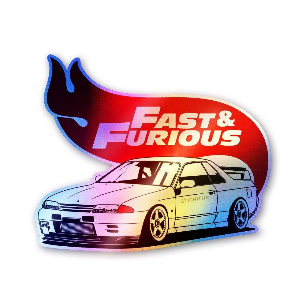 Fast Racing Car Red Holographic Stickers