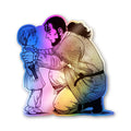 Father Daughter Sketch Holographic Stickers