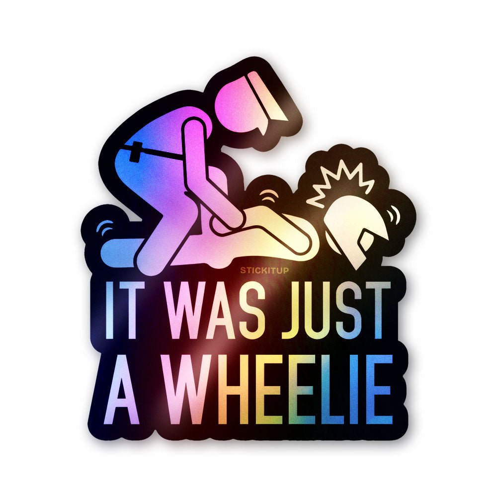 Motorbike Wheelie Holographic Stickers