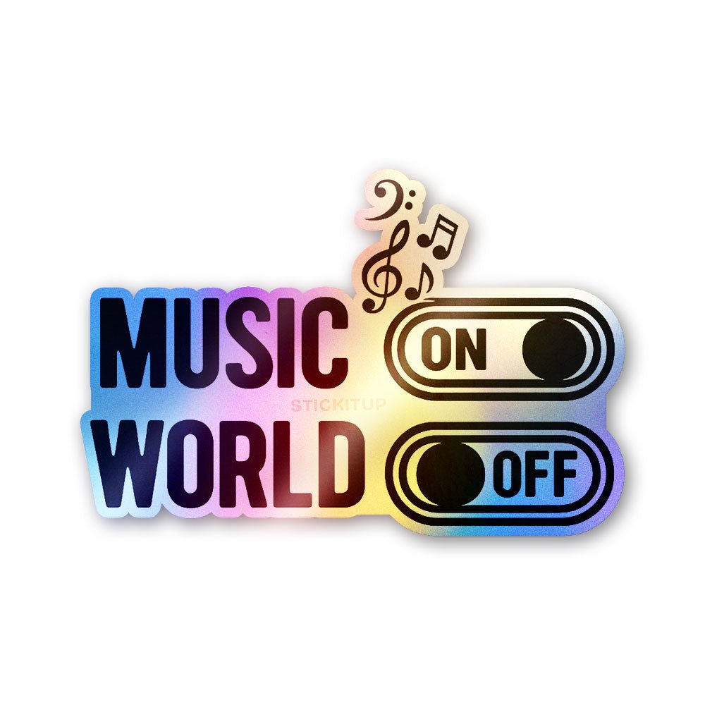 Music On/Off Switch Holographic Stickers