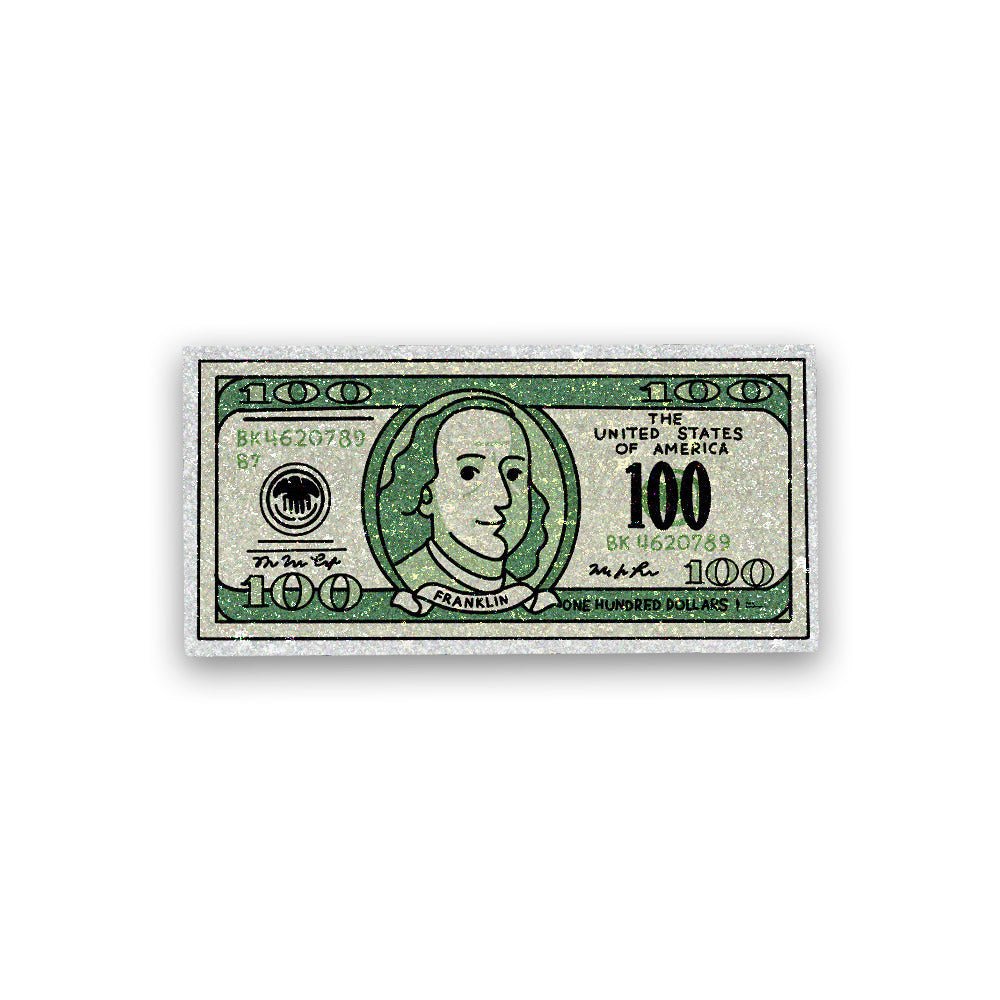 One Hundred dollar Glitter Sticker