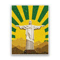 Statue on Mountain Sunburst Glitter Sticker