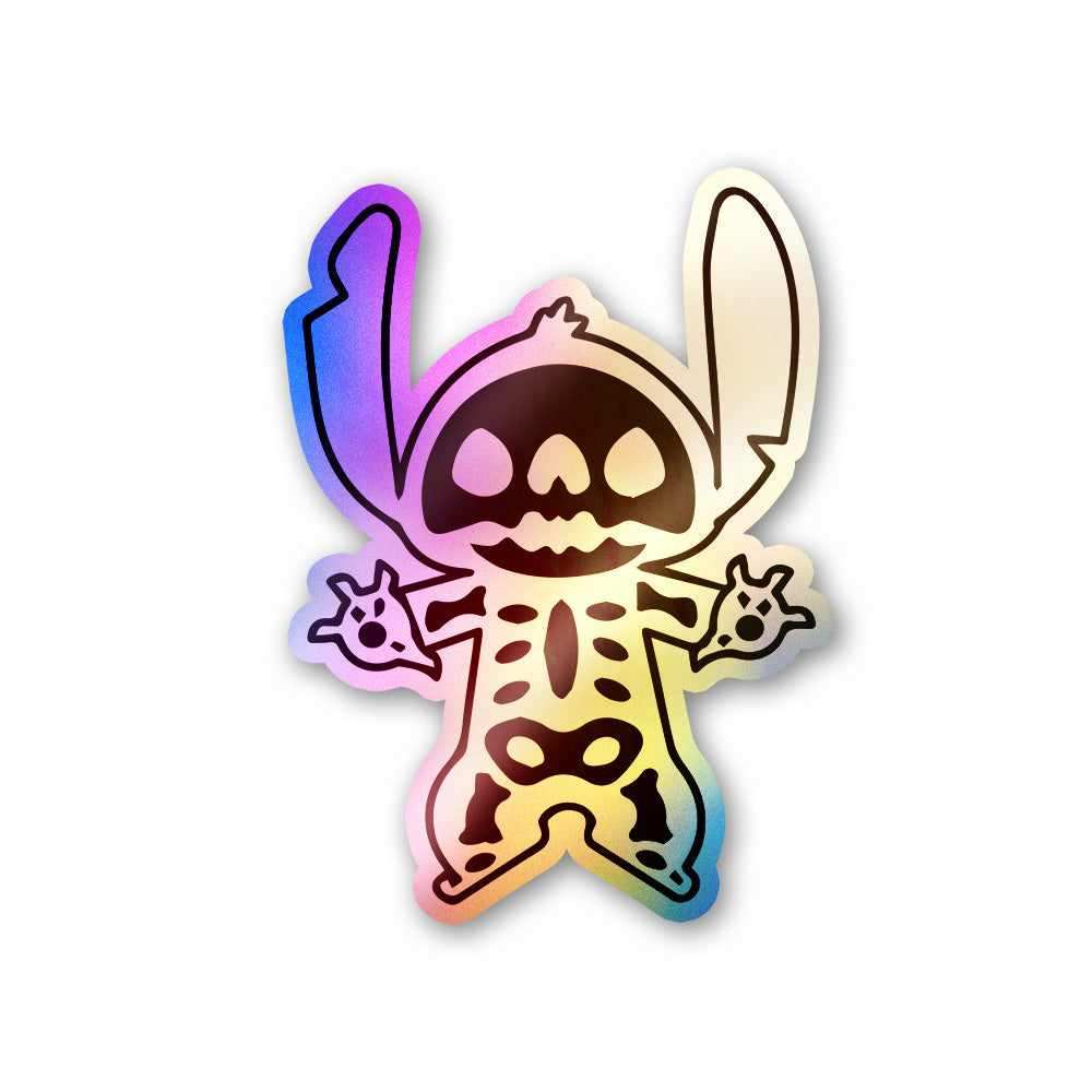 Stitch Skeleton Holographic Stickers