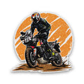 Sunset Motorcycle Rider Glitter Sticker