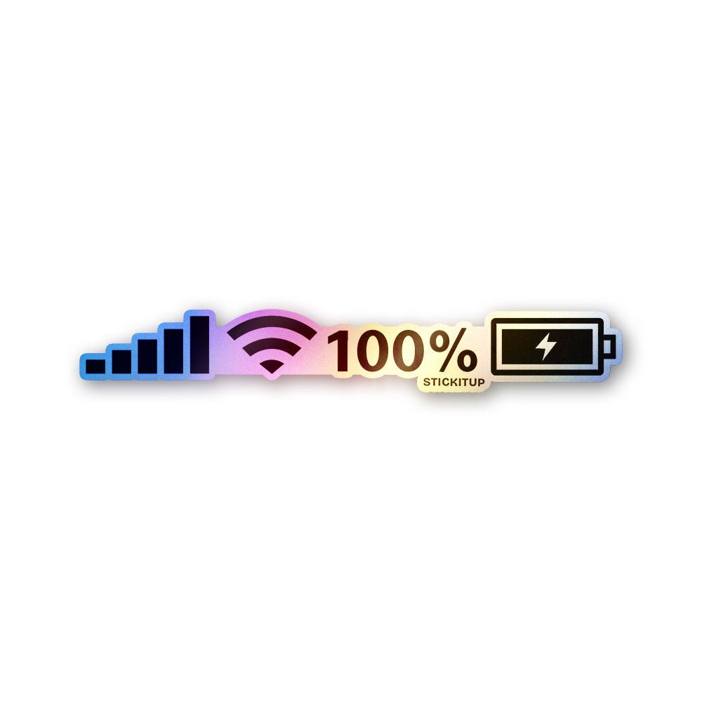 WiFi Battery 100% Holographic Stickers