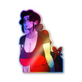 Woman Red Dress B&W Holographic Stickers